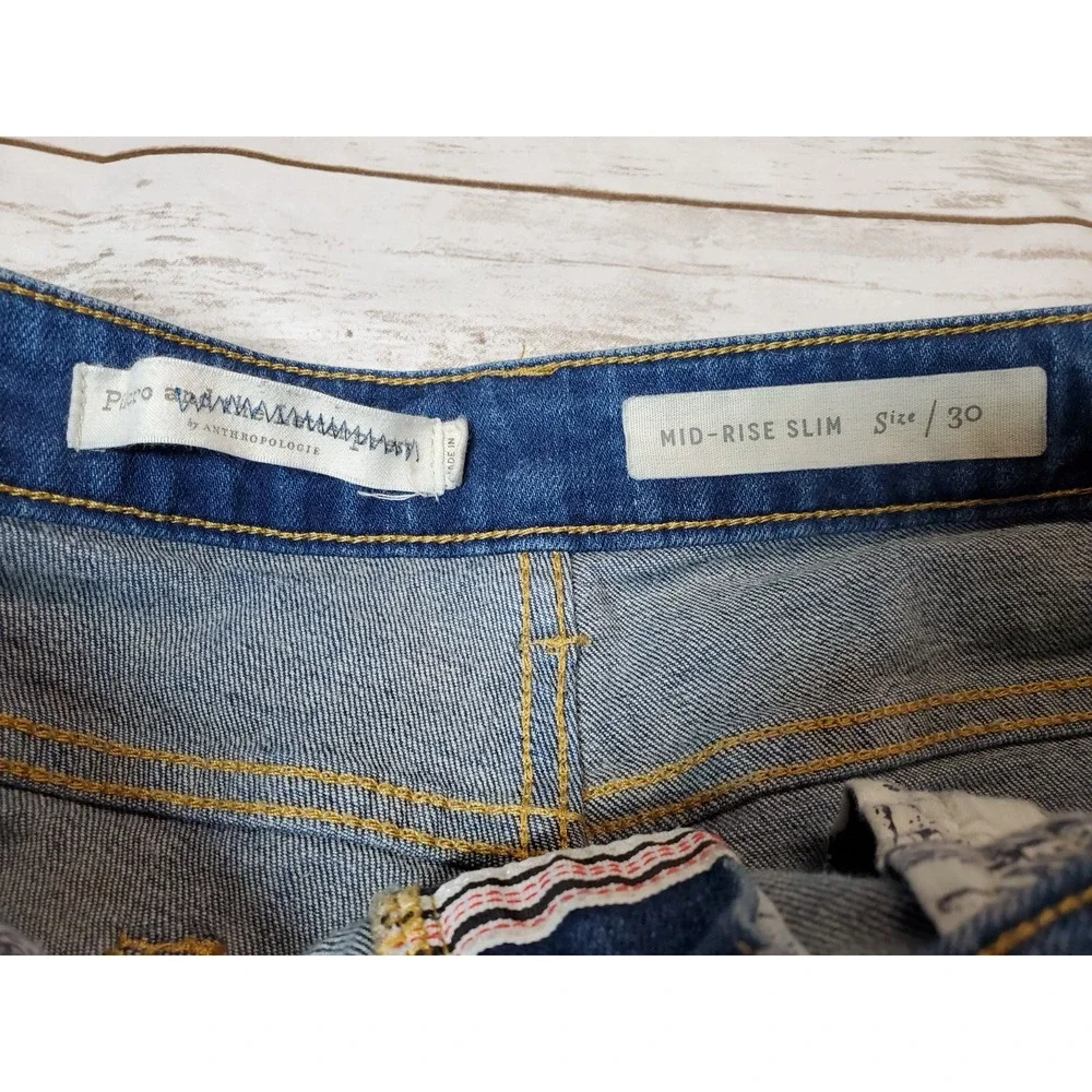 Anthropologie‎ PILCRO 30 Womens Denim Jean Shorts MID RISE SLIM Blue Cut-offs - Picture 3 of 9